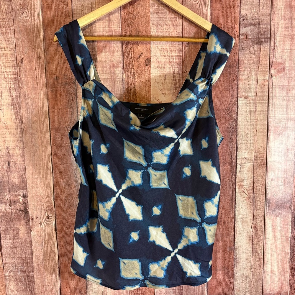 Banana Republic‎ Blue Cowl Neck Tank Top Size Large